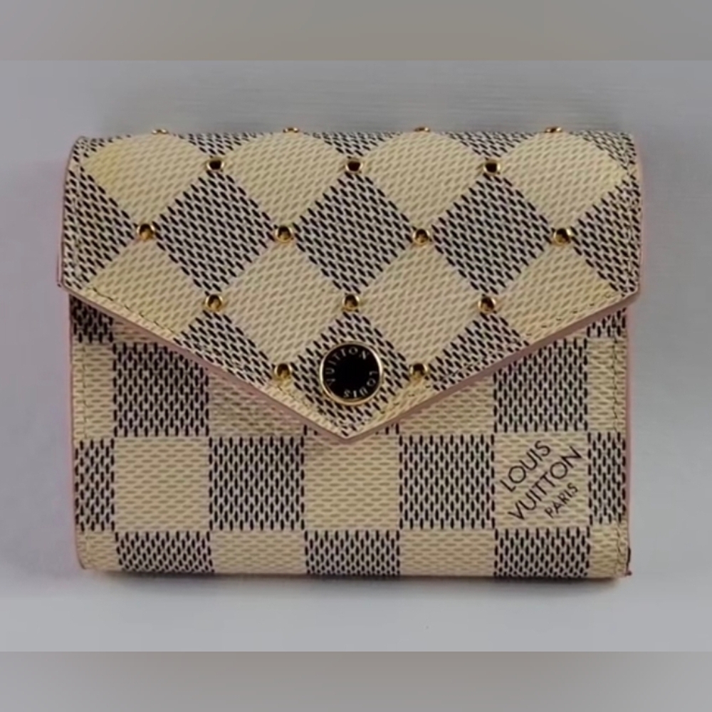 Louis Vuitton Studded Zoe Damier Azur Trifold Wallet
